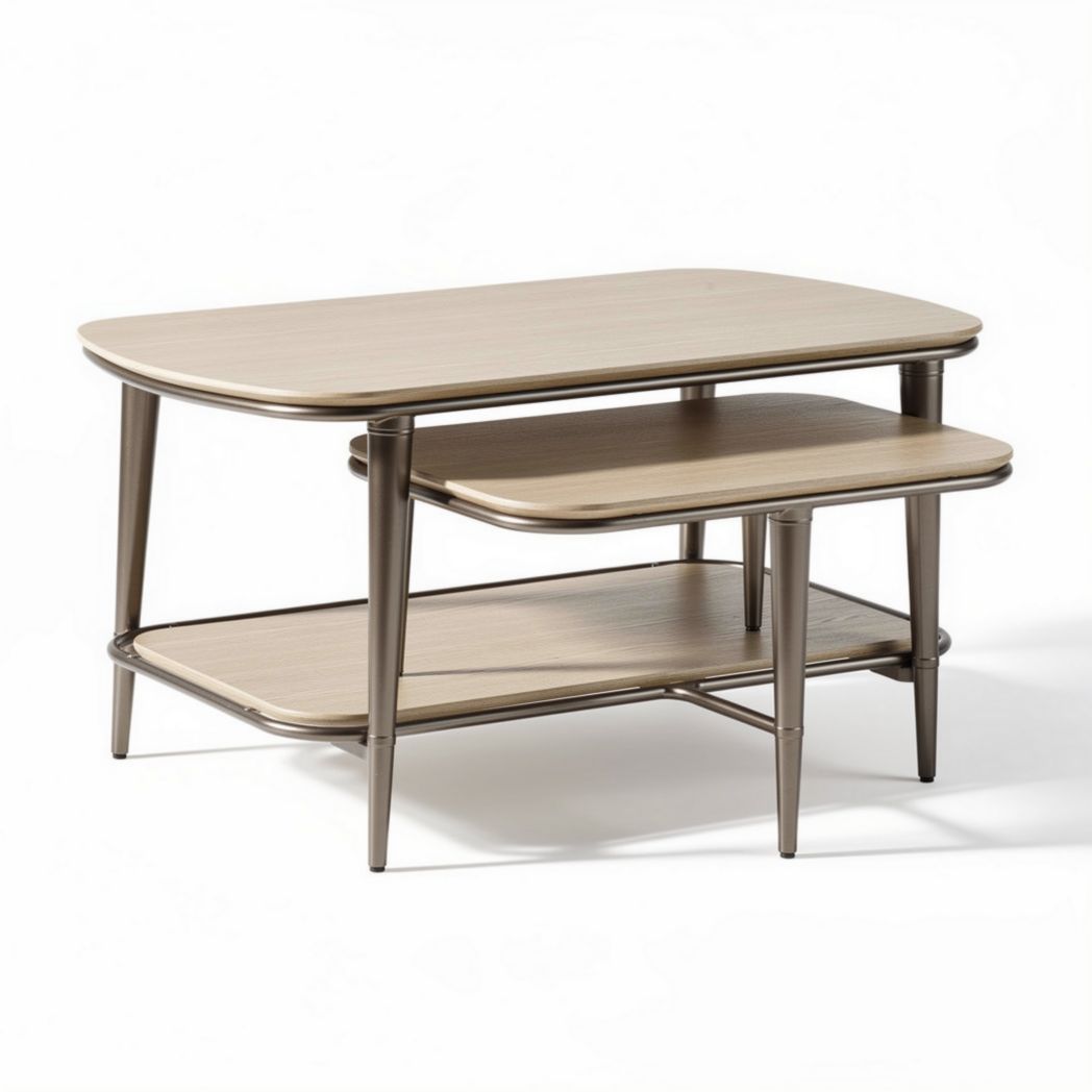 Stolik kawowy z drewna i metalu w odcieniu naturalnym 100 x 60 x 45cm