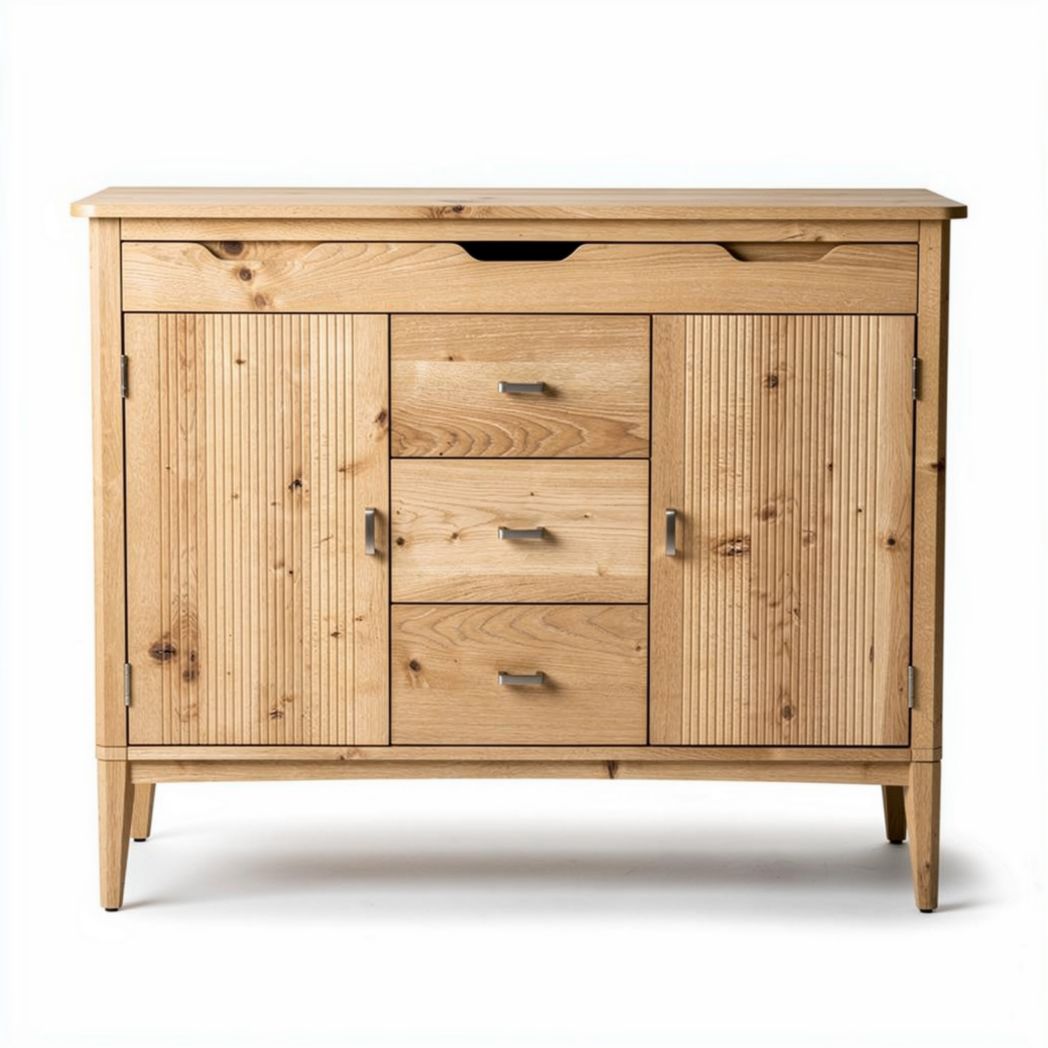 Szafka z drewna sosnowego o wymiarach 120 x 40 x 85cm z szufladami i drzwiami