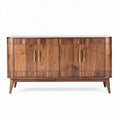 Komoda drewniana w kolorze orzechowym z metalowymi uchwytami 120 x 45 x 80cm