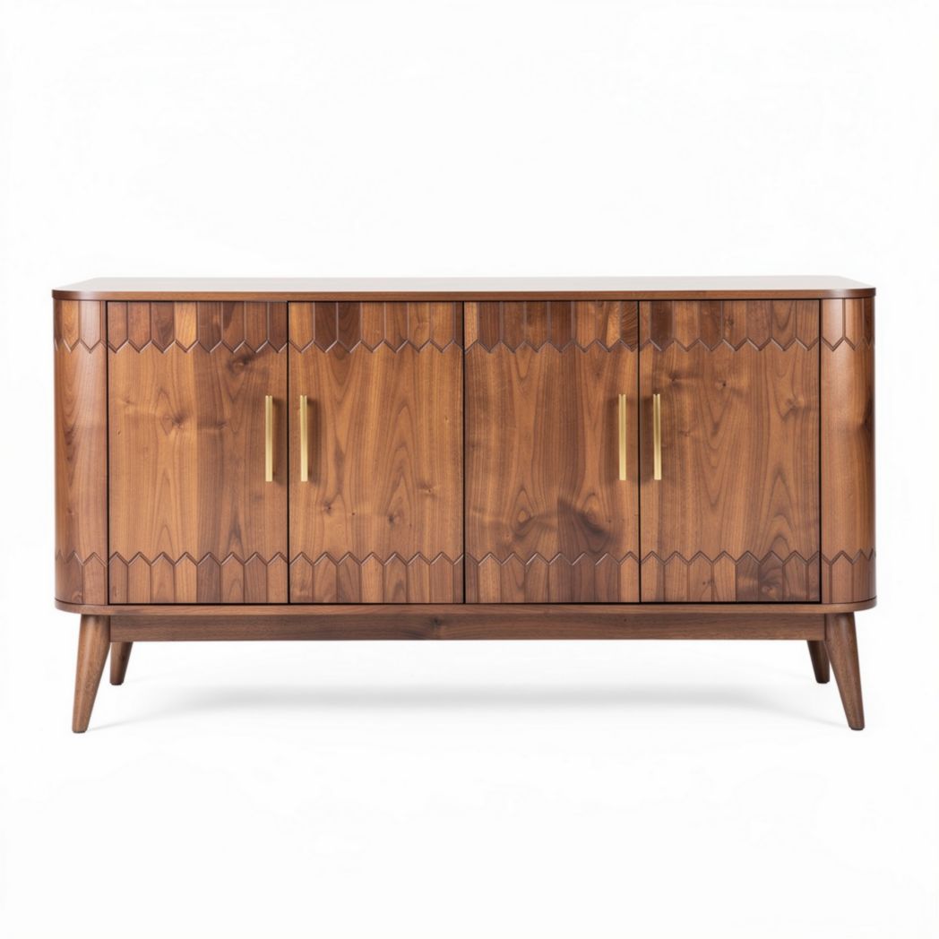 Komoda drewniana w kolorze orzechowym z metalowymi uchwytami 120 x 45 x 80cm