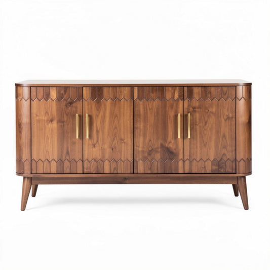 Komoda drewniana w kolorze orzechowym z metalowymi uchwytami 120 x 45 x 80cm